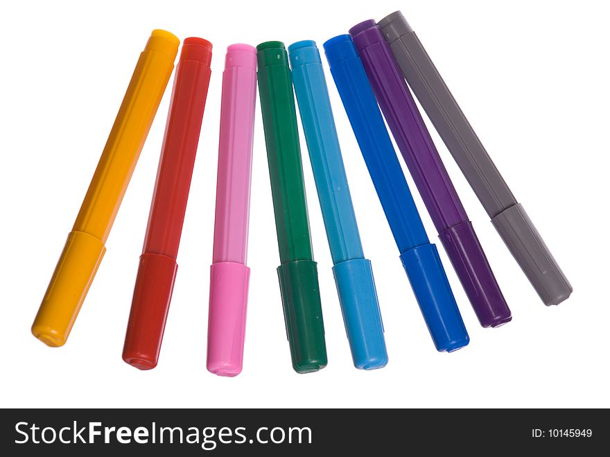 Eight different color soft-tip pen. Eight different color soft-tip pen