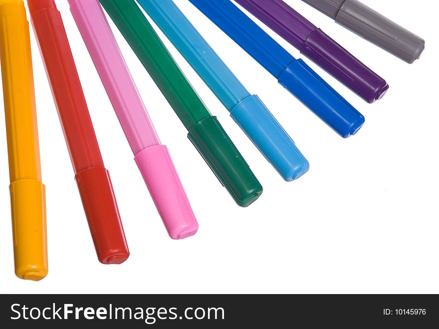 Eight different color soft-tip pen. Eight different color soft-tip pen