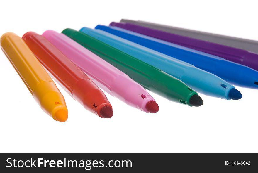 Eight different color soft-tip pen. Eight different color soft-tip pen