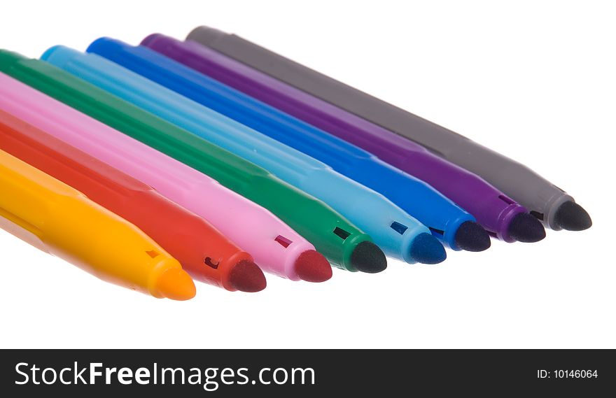 Eight different color soft-tip pen. Eight different color soft-tip pen