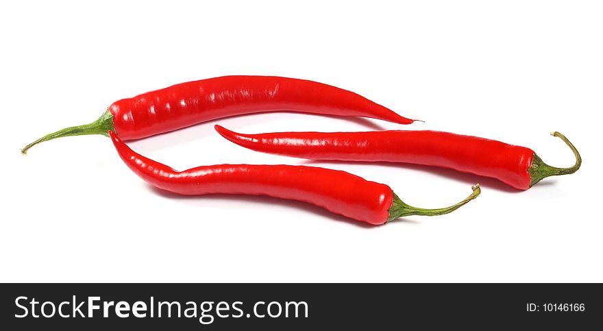 Fresh red hot chili pepper on white background