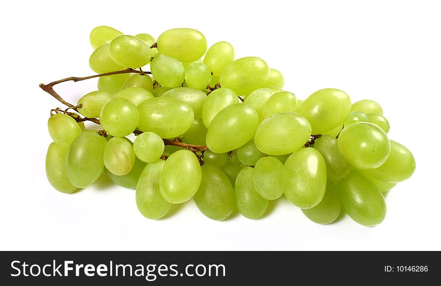 Isolated fruits - Green grapes on white background