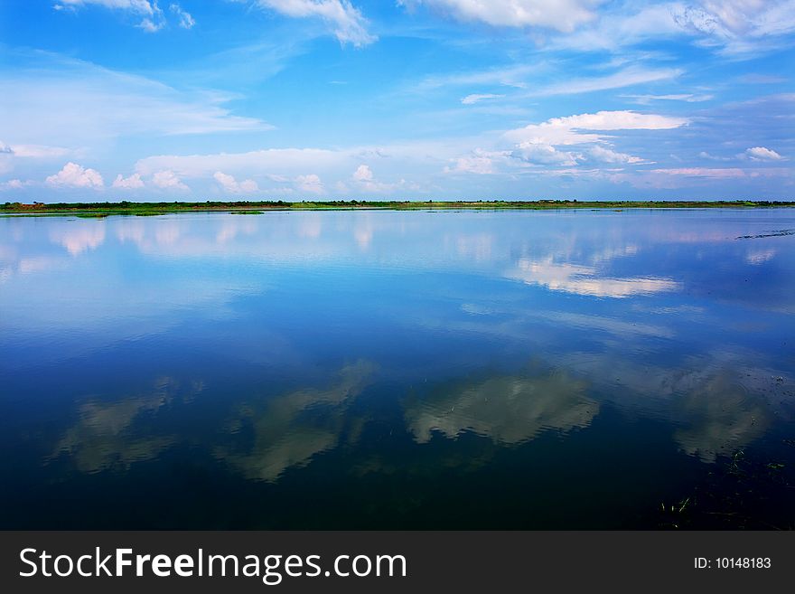 It is landscape on the lake