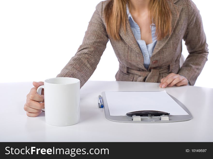 Business woman drinking coffee