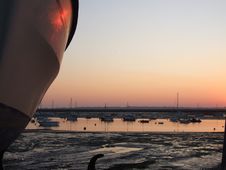 River Boats And Sunset Royalty Free Stock Photo River Boats And Sunset Royalty Free Stock Photo