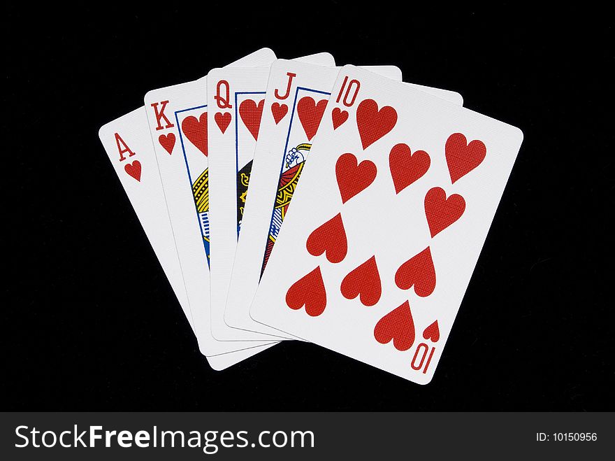 Straight Flush poker hand shot on blackbackground