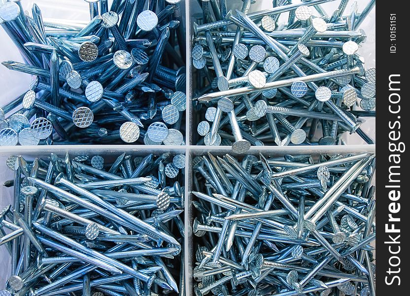 Closeup view of the many nails.