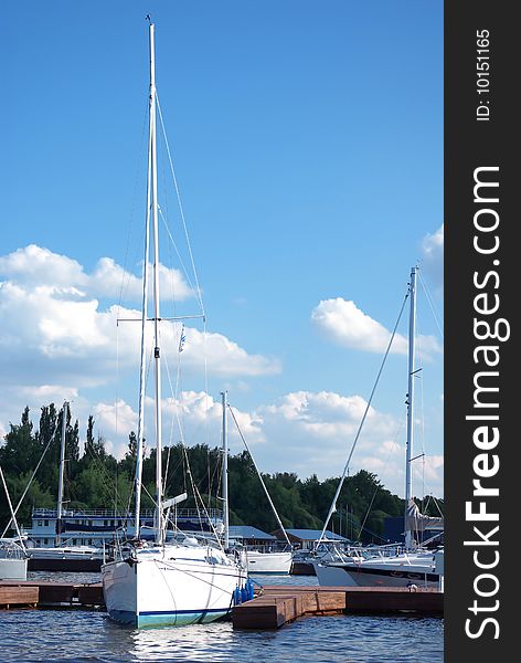 Yacht dockage to a pier in sailing club
