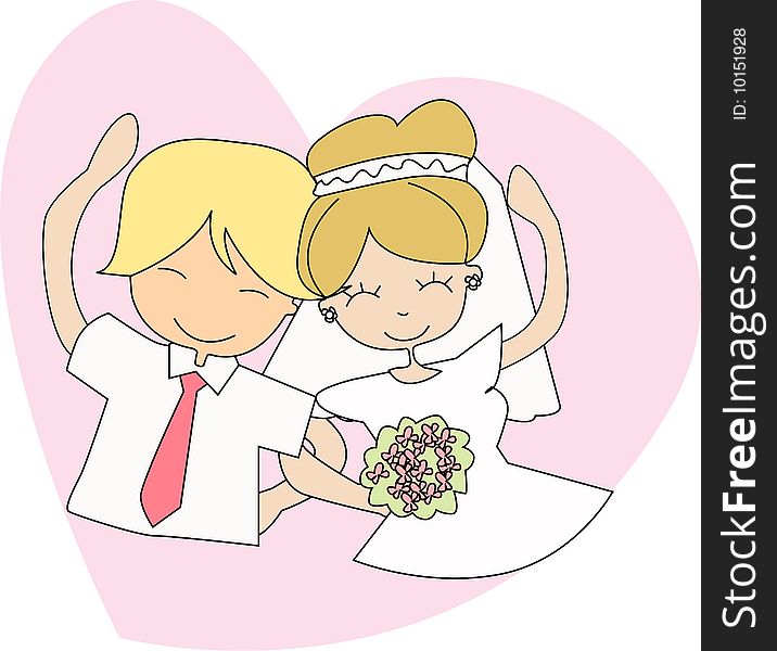 Vector illustration of bride and groom