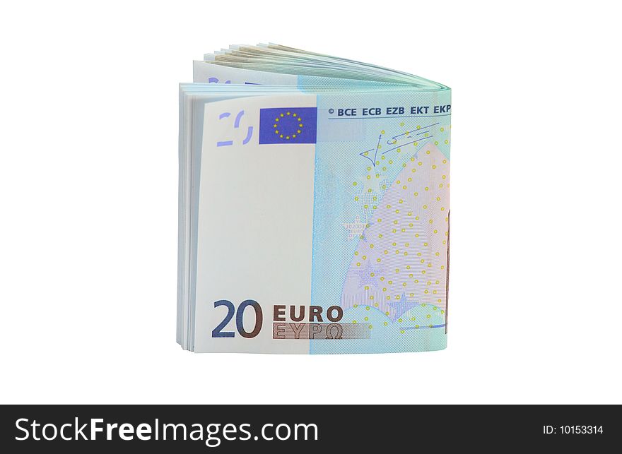 20 Euro banknotes, isolated on white background