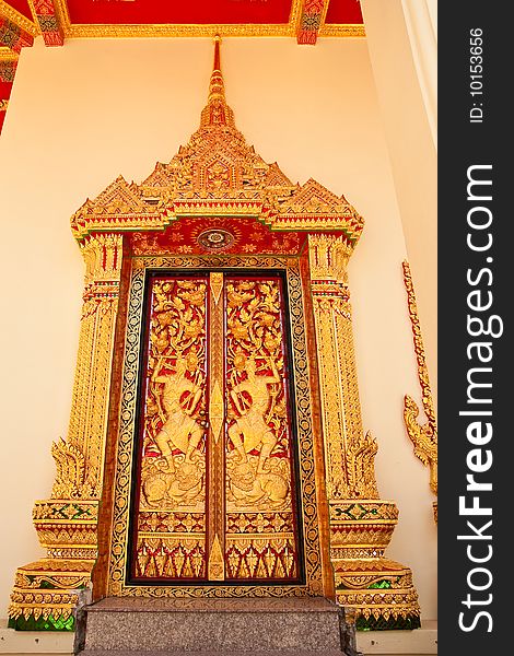 Decoration of Buddhist church window in Thai style. Decoration of Buddhist church window in Thai style