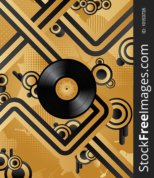 Abstract vector retro background with the vinyl disÑ.