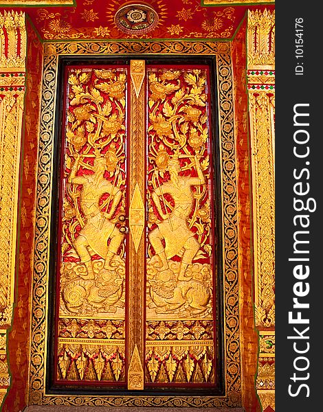 Decoration of Buddhist church window in Thai style. Decoration of Buddhist church window in Thai style