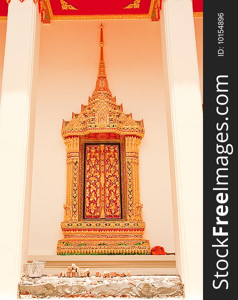 Decoration of Buddhist church window in Thai style. Decoration of Buddhist church window in Thai style