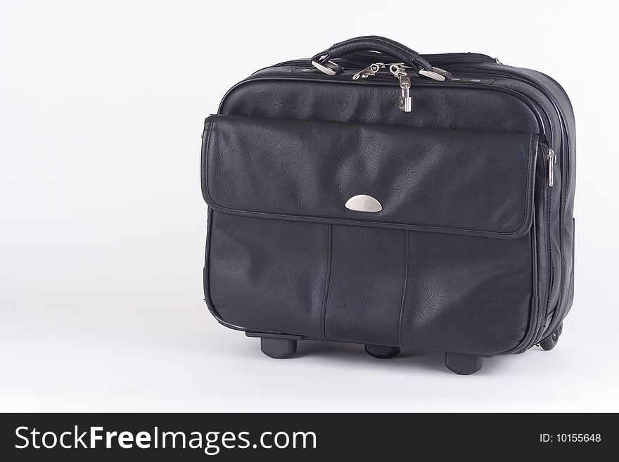 Travel black leathe briefcase or suitcase. Travel black leathe briefcase or suitcase