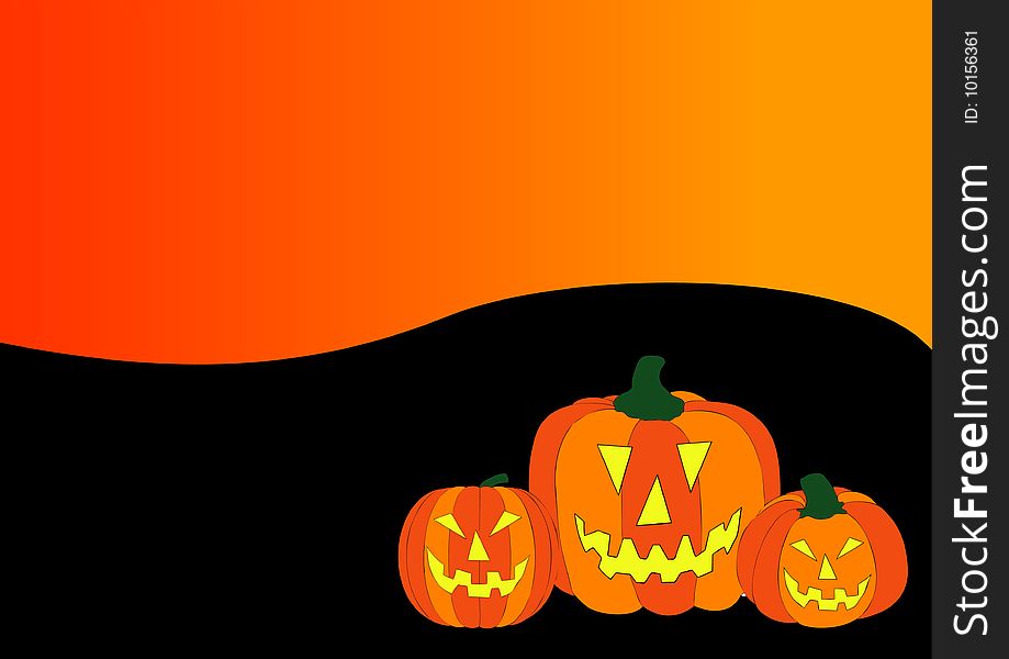 Illustration of a halloween background with pumpkins