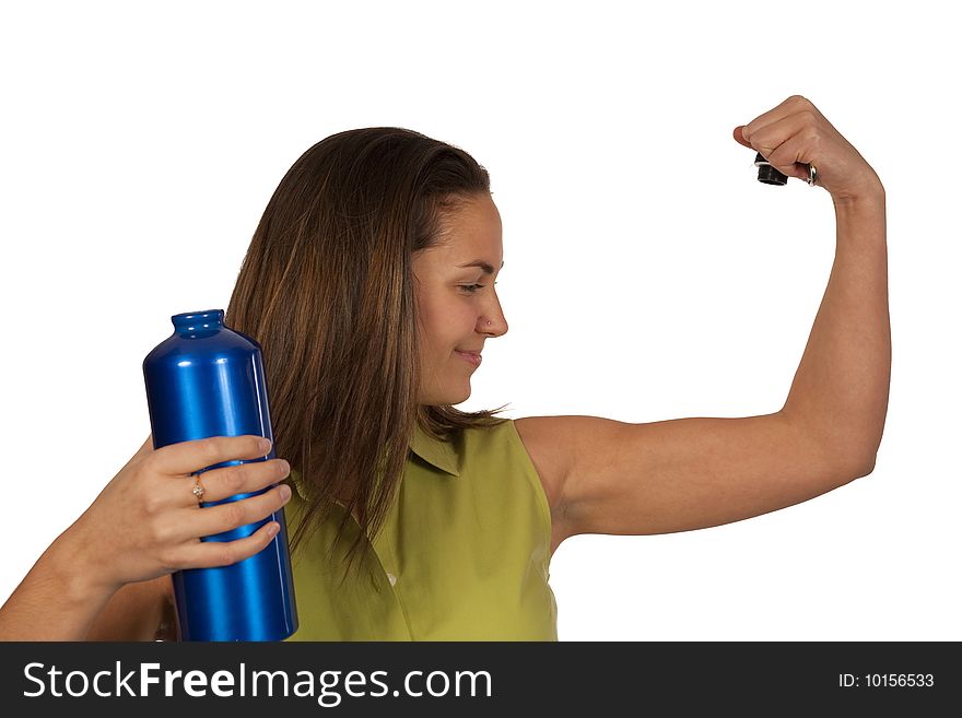 Woman Holding Blue Bottle Of Water