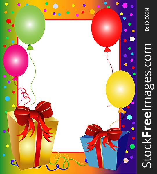 Colorful Party Background With Balloons And Presen