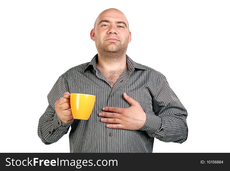 The man with a cap isolated background. The man with a cap isolated background