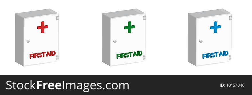 First Aid Kit red green blue