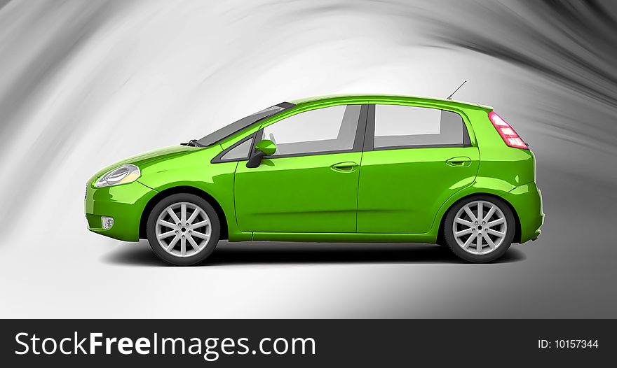 Modern green car side view on abstract background. For more colors and views of this car please check my portfolio. Modern green car side view on abstract background. For more colors and views of this car please check my portfolio.