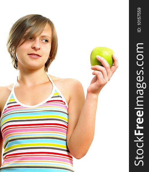 Attractive Girl Holding An Apple