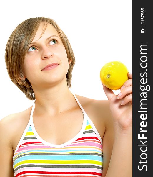 Cute lady with citrus fruit
