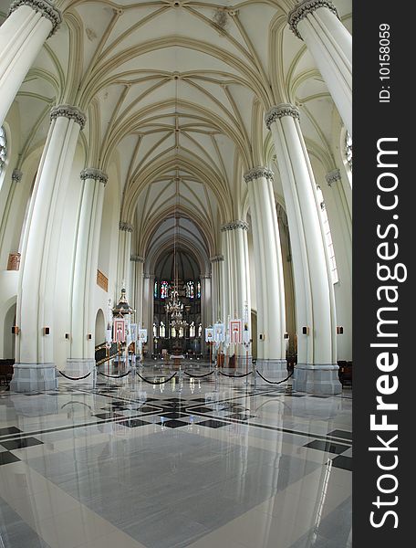 Majestic interoir of a gothic Roman Catholic church. Majestic interoir of a gothic Roman Catholic church
