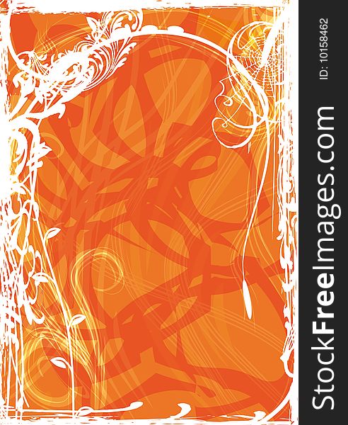 Grunge flower orange abstract frame. Grunge flower orange abstract frame