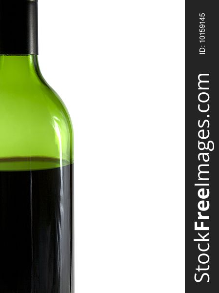 Close up shot of a bottle of red wine with advertising space to right. Close up shot of a bottle of red wine with advertising space to right