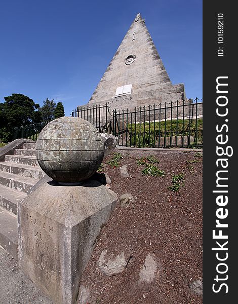 Monumental stone pyramid commissioned in the mid-19th century by William Drummond as a memorial to the martyrs of the Reformation and Covenanting era in Scotland and set somewhat incongruously in Stirling's Valley Kirkyard. Monumental stone pyramid commissioned in the mid-19th century by William Drummond as a memorial to the martyrs of the Reformation and Covenanting era in Scotland and set somewhat incongruously in Stirling's Valley Kirkyard.