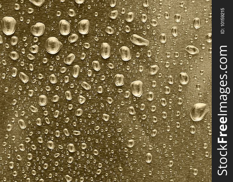 Golden water drops for background