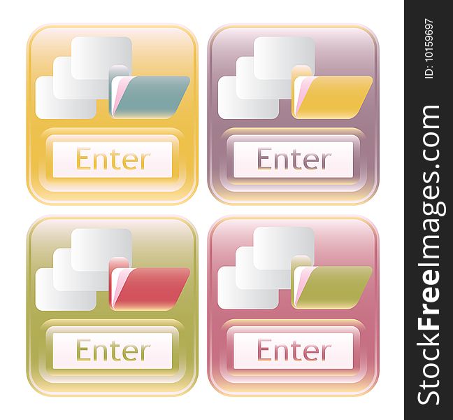 Our shiny enter labels with buttons folders and documents vector illustration