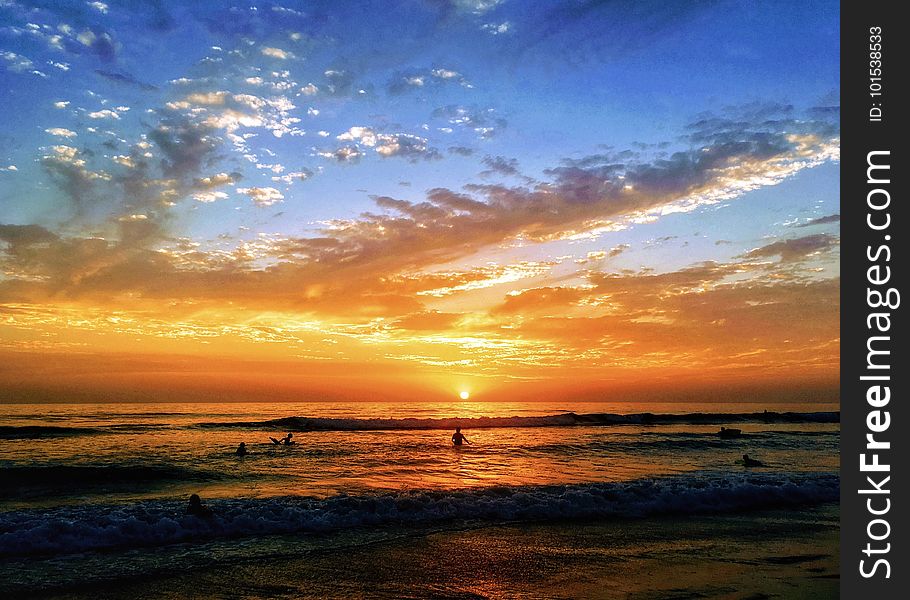 Afterglow, Beach, Clouds, Dawn