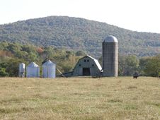 Barn With Silos Stock Image Barn With Silos Stock Image