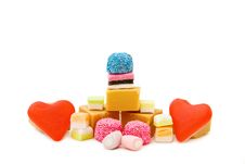 Jelly Red Hearts And Candy Sweets Royalty Free Stock Photos