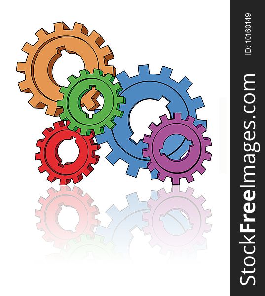 Isolated cogwheels - business network - illustration