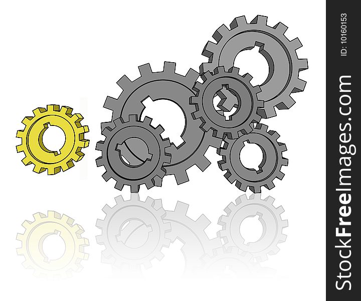 Isolated cogwheels - business network - illustration