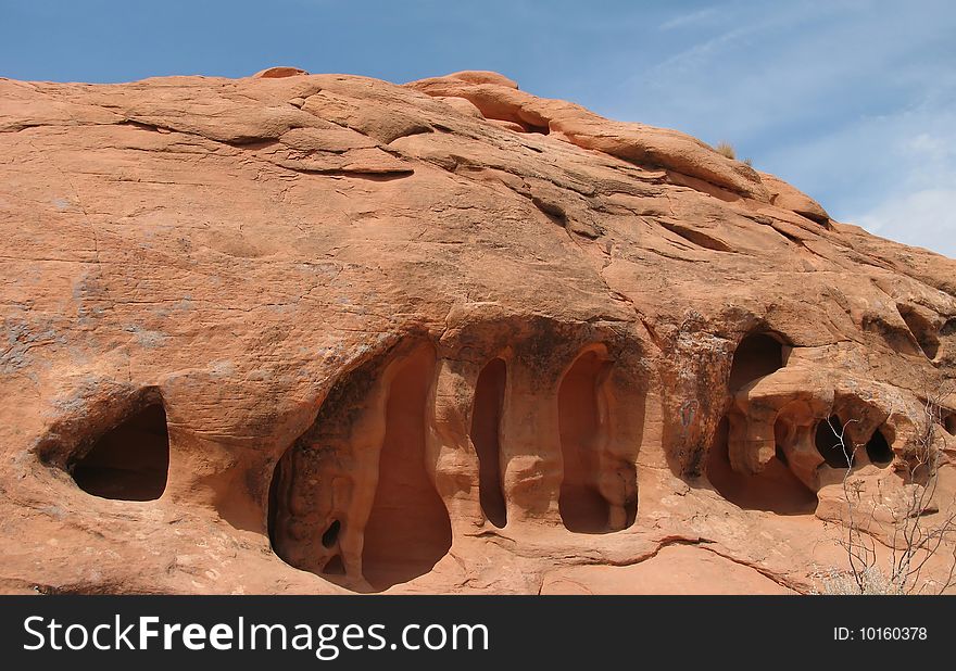A set of structures and small caves - Valley of Fire State Park, Nevada. A set of structures and small caves - Valley of Fire State Park, Nevada.