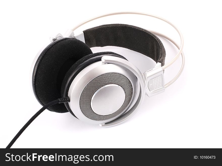 Silver headphone isolated on a white background