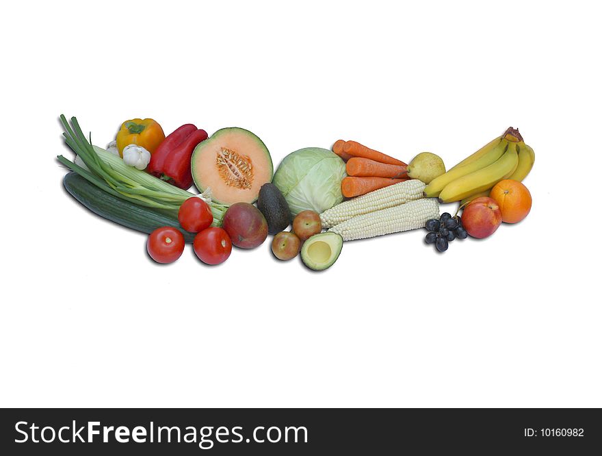 Group of fresh fruits and vegetables