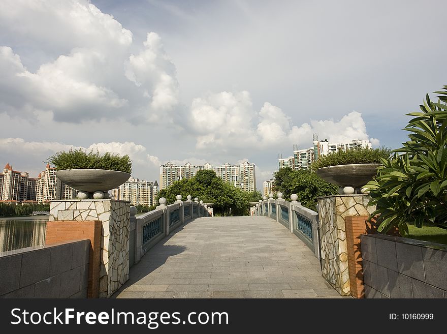 A bridge in a big residence,foshan,Canton,China