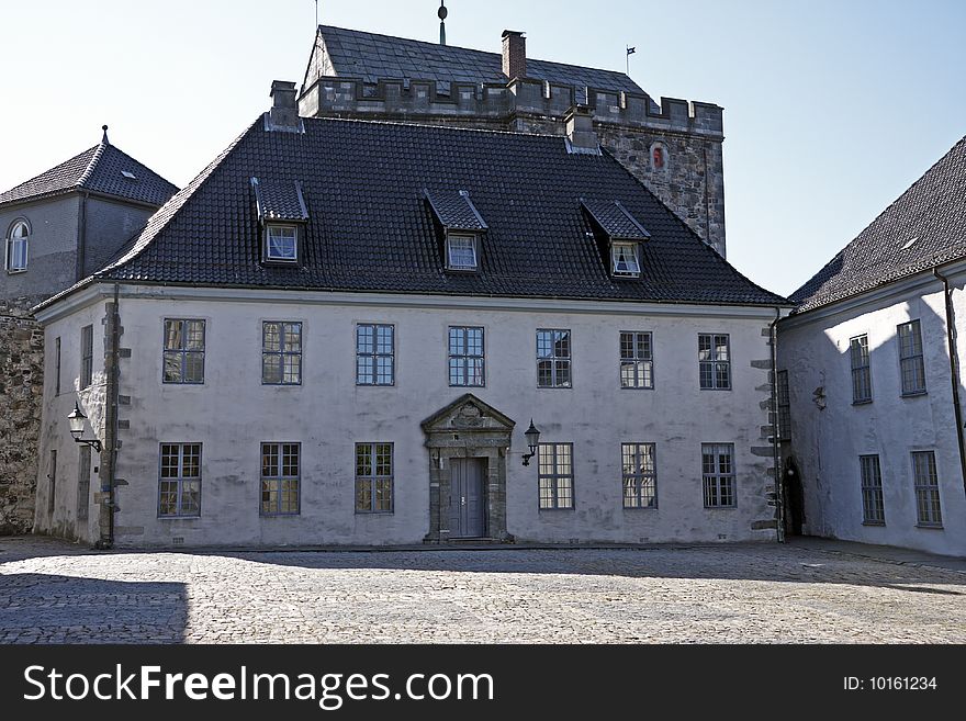 Front view of old building in Bergen Norway