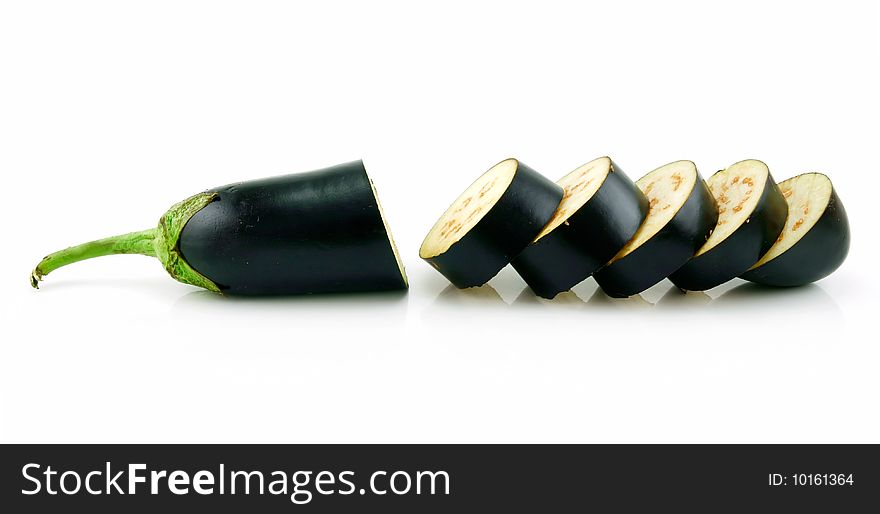 Sliced Aubergine Isolated On White