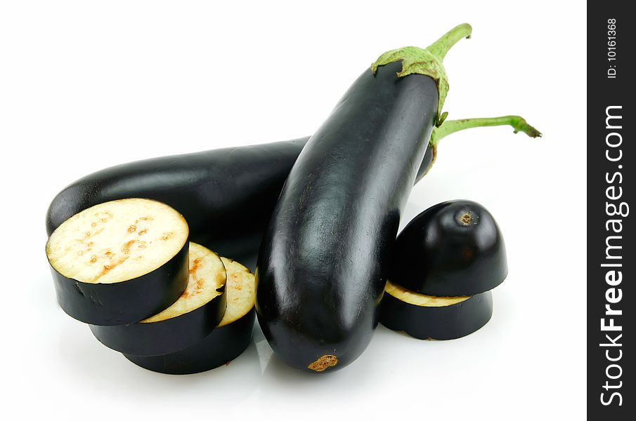 Sliced Aubergine Isolated on a White Background. Sliced Aubergine Isolated on a White Background