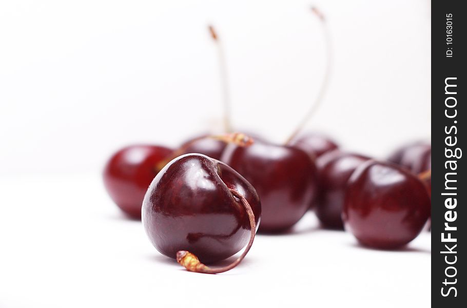 Cherry close up on white background