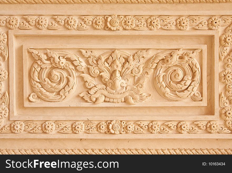 Portland cement molding art in Thai style. Portland cement molding art in Thai style