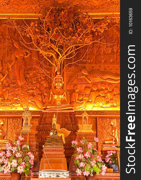 Teak wood of Wat Bang Kae Noi, Samutsongkram province, Thailand. Teak wood of Wat Bang Kae Noi, Samutsongkram province, Thailand