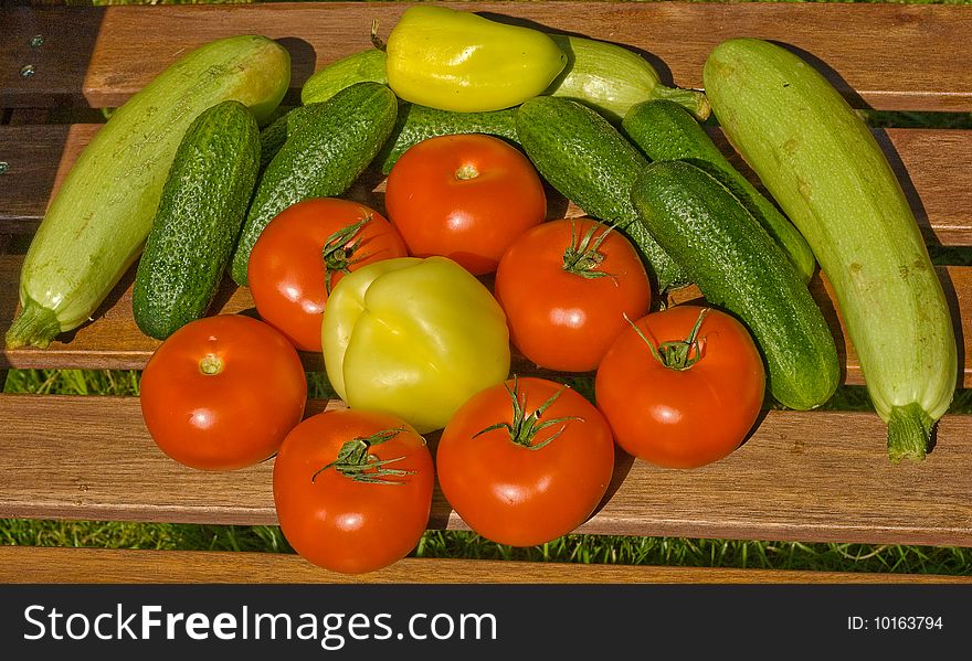 Fresh vegetables on wooden background