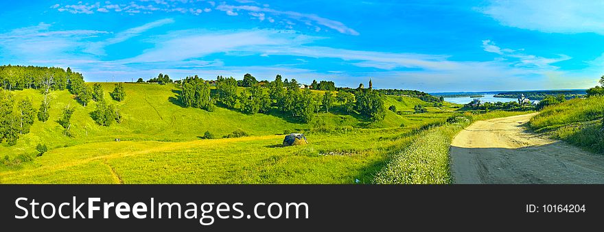 Panorama of the green hills of the Russian outback. Panorama of the green hills of the Russian outback.